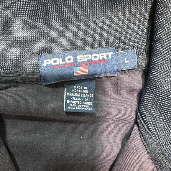 Vintage 90s Polo Sport Full Zip Harrington Jacket Men Large Navy Blue Sweatshirt - Picture 3 of 4